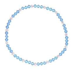 Anklet - A87 - Stretch - 4mm Swarovski (TM) Crystal and Heishi Beads - 8-1/2" for Smaller Ankles ~ Aqua