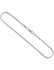 Sterling Silver Italian Rope Chain Necklaces & Bracelets 1.8 mm Diamond cut Nickel Free, sizes 7 - 30 inch