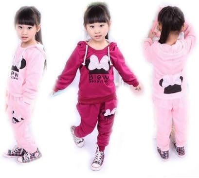 SOPO Children Girls Sport Suit Long Sleeves Set Cute Minnie with Bow 2-7Y