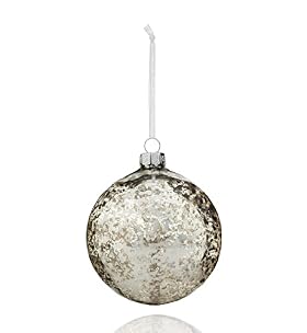 Silver Vintage Style Glass Christmas Bauble