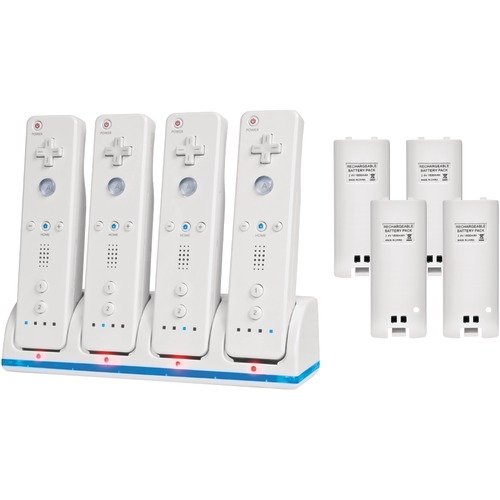 New Excellent Performance (CTA) WI-4DC NINTENDO WII QUAD CHARGE STATION WITH 4 RECHARGEABLE BATTERIES (WHITE) (VIDEO GAME ACCESS)