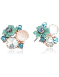 Betsey Johnson "Blue & Rose Gold Boost" Flower Cluster Stud Earrings
