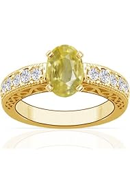 18K Yellow Gold Oval Cut Yellow Sapphire Ring With Sidestones