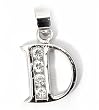 Silver Block Initial Pendant with Cubic Zirconia, Size: 12mm