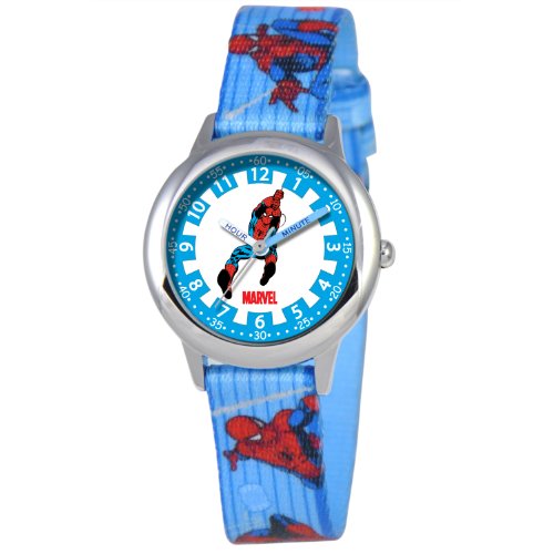 Marvel Comics Kids' W000113 Spider-Man Stainless Steel Time Teacher Watch