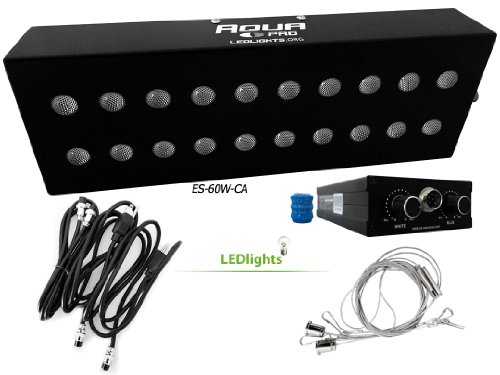 Aqua Pro 60W CREE XP-E LED Aquarium Reef Tank Coral Light White/Blue Dimmer Aluminum USA