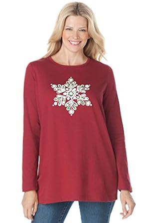 Women's Plus Size Holiday T-shirt has unique festive prints at Amazon ...