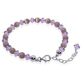 Sterling Silver Purple Cats Eye & Crystal 7 to 9 inch Adjustable Bracelet Made with Swarovski Elements