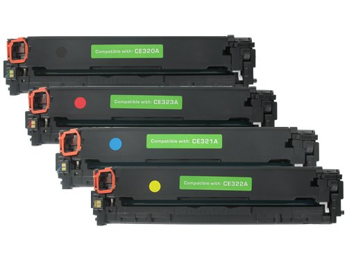4-Pack ~ FULL SET of Remanufactured HP 128A (CE320BK/CE321C/CE322Y/CE323M) Toner Cartridges for HP LaserJet Pro CM1415fnw CP1525nw Printer