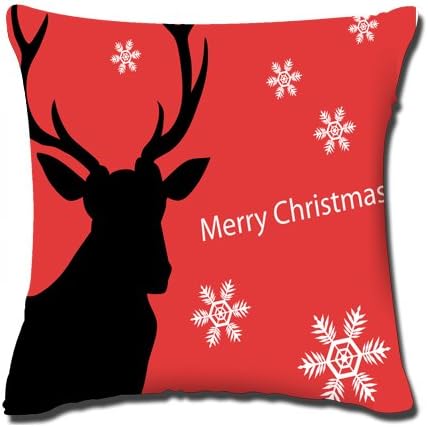 Christmas Popular Throw Pillow-Cotton Linen Square Decorative Throw Pillow Case Cushion Cover Red Christmas Reindeer Pillow Cover/Best Christmas Gifts for Your Friends/Pefect Size:18"x18 "