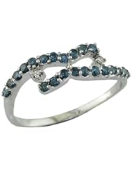 0.4 CT Blue & White Diamond Ring In White Gold