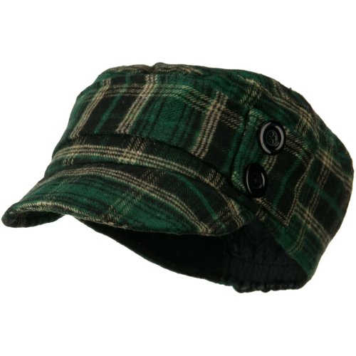 Top Quality Plaid Women Military Cap - Green W12S52C
