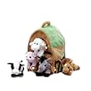 Plush Farm House with Animals- Five (5) Stuffed Farm Animals (Horse, Lamb, Cow, Pig, Grey Horse) in Play Farm House