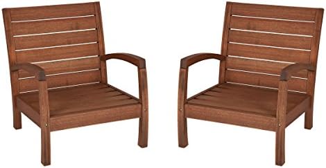 BUTZKE Vila Rica Chair with Arms made from Eucalyptus Wood, Set of 2,Brown