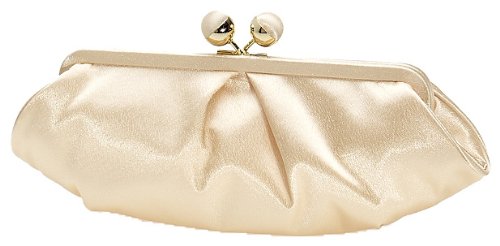 Drap 70379, Damen Clutch / Abendtasche, Satin, versteckte Kette, goldfarben, klein Preisvergleich