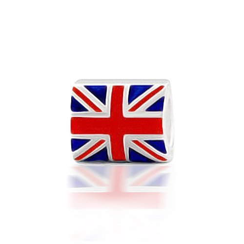 Bling Jewelry Union Jack British Flag 925 Sterling Silver Holiday Bead Pandora Compatible