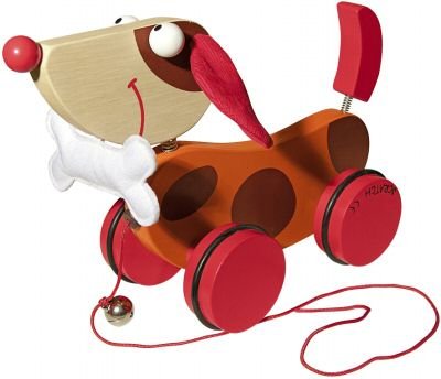 Childrens Toyshop  Toys : Baby Wooden Pull Along Toy - Orange Dog