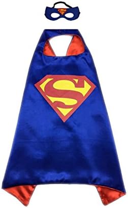 FIGMOON Superhero or Princess Dress Up Costumes Superhero CAPE & MASK SET For Kids (3D Fallout 4 Key Chain As Free Gift) (Superman)