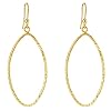 14k Yellow Gold Diamond-Cut Oval Hoop Earrings with Shepherd's Hook