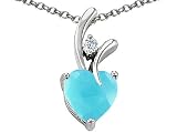 1.95 cttw 925 Sterling Silver 14K White Gold Plated Created Heart Shaped Turquoise Pendant 41UJwickS4L. SL160 1.95 cttw 925 Sterling Silver 14K White Gold Plated Created Heart Shaped Turquoise Pendant