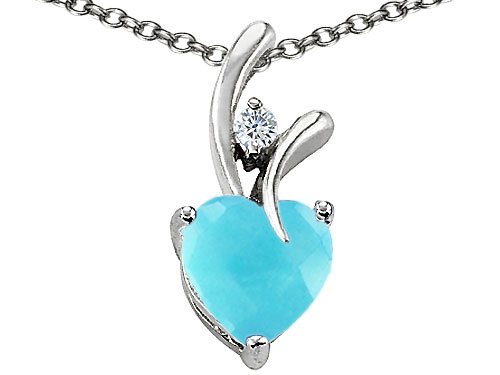 Original Star K(tm) Heart Shape 8mm Simulated Turquoise Pendant in .925 Sterling Silver