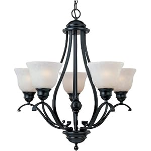Maxim Lighting 11805ICBK Linda 5-Light Chandelier, Up Light, Black with Ice Glass by 