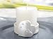 Glass Candle w Round Base w White Double Heart w Clear Stones (Set of 48) - Baby Shower Gifts & W
