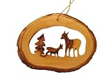 Olive Wood Ornament - Christmas Deer Family