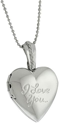 Crystalbella Stunning Heart Shape With I Love You Engraved Locket Pendant With 28 Inch Chain Jewelry