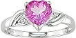 10K White Gold .01 ctw Diamond and Pink Topaz Heart Ring