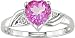 10K White Gold .01 ctw Diamond and Pink Topaz Heart Ring