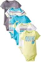 Quiksilver Baby-Boys Newborn 5 Pack Aqua Yellow Gray Bodysuit