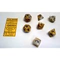 Polyhedral 7-Die Gemini Dice Set - Gold & White with Black (d4, d6, d8, d10, d12, d20 & d00)