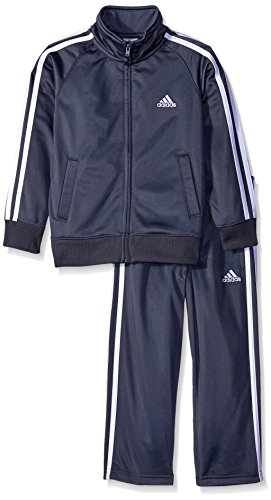 adidas Little Boys' Iconic Tricot Jacket and Pant Set,Grey,7