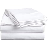 Egyptian Cotton 300 Thread Count Twin XL 3-Piece Sheet Set, Deep Pocket, Single Ply, Solid, White