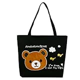 （ワボーズ） Waboats おしゃれ ママバッグ キャンバス ショルダーバッグ トートバッグ マザーズバッグ 多機能 ブラック　ベア　　 One Size