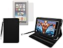 CrazyOnDigital Stand Leather Case with Screen Protector For Barnes and Noble Nook Tablet (Black). CrazyOnDigital Retail Package