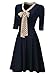 Miusol Women's Casual 3/4 Sleeve Slim Flare Bow A-line Vintage Dress