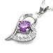 SJS Collection Forever in My Heart Sterling Silver Pendant Necklace w/ 9 AAA Cubic Zirconia Diamonds. 18