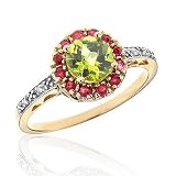 Peridot, Ruby and Diamond Ring