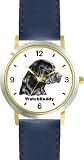 Labrador Retriever - Black (SC) Dog - WATCHBUDDY&reg; CLASSIC DELUXE TWO-TONE THEME WATCH - Arabic Numbers-Blue Leather Strap-Size-Large ( Men's Size or Jumbo Women's Size )