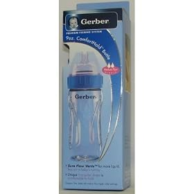 Gerber Comfort Hold 9 Oz Bottle w/ Medium FLow Nipple ~ 4m+