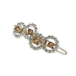 Bronze Clear Crystal Glass Beads Hair Accessory Barette Clip Fashion