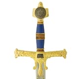 King Solomons Sword Medieval with Blue Handle Grip and Plaque by China