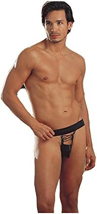Dreamgirl Faux Leather laceup front jock 4978 (BLACK,L/XL)