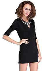 V-neck Shift Elbow Length Sleeves Plunging Neck Polyester Bodycon Dress/Party Dress 