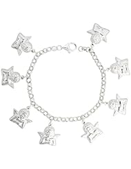 Sterling Silver Guardian Angel Charm Bracelet, 13/16" (21mm) wide