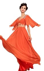 Crystal Beaded Lace Crystals Applique Chiffon/Taffeta/Tulle Long Sleeves Evening Dress/Party Dress 