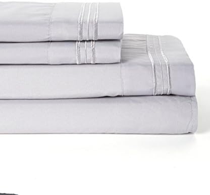 1800 Series 4 Pieces Egyptian Comfort Deep Pocket Bed Sheet Set Colors Gray King Size