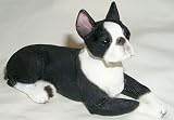 BOSTON TERRIER DOG FIGURINE Lays down Resin 507
